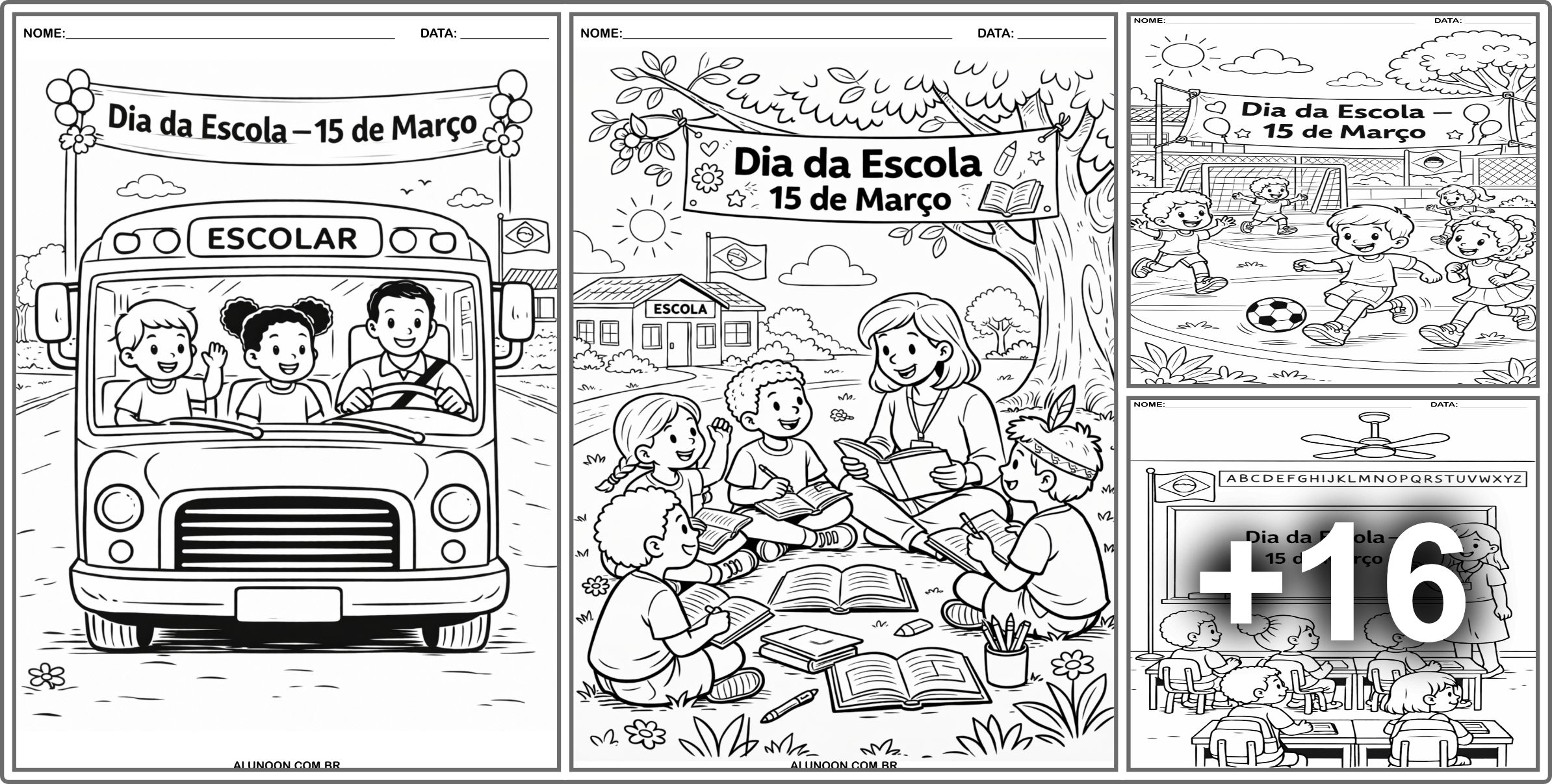 Desenhos do dia da escola para imprimir e colorir